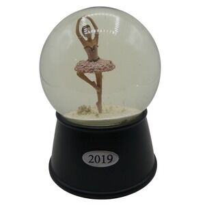 2019 Ballerina Snow Globe Pink Tutu Dancer Black Base Collectible Decor
